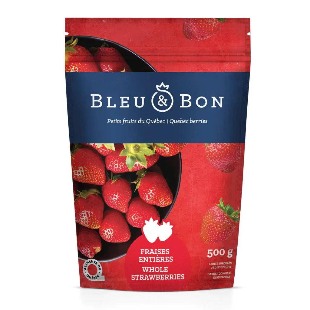 fraises entières surgelées du Québec Bleu & Bon - La Boite à Grains