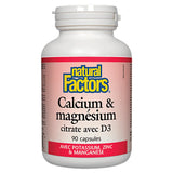 Calcium & Magnesium Citrate with D3 Natural Factors - La Boite à Grains