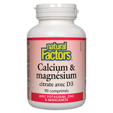 Calcium & Magnesium Citrate with D3 Natural Factors - La Boite à Grains