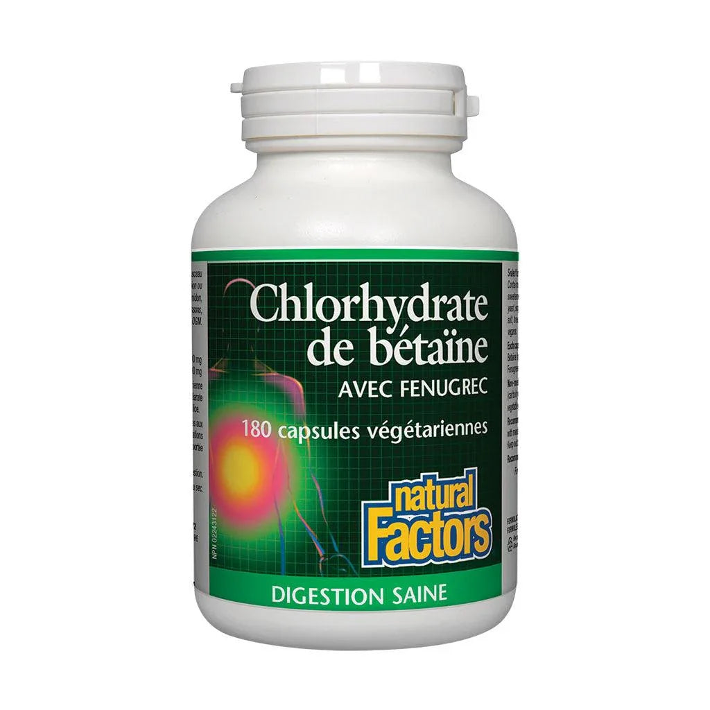 Betaine Hydrochloride with Fenugreek Natural Factors - La Boite à Grains