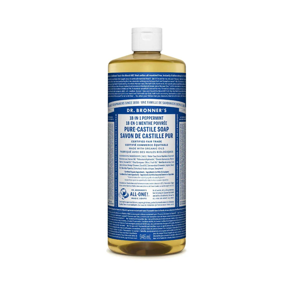 dr bronner's savon de castille pur menthe poivrée 946 ml