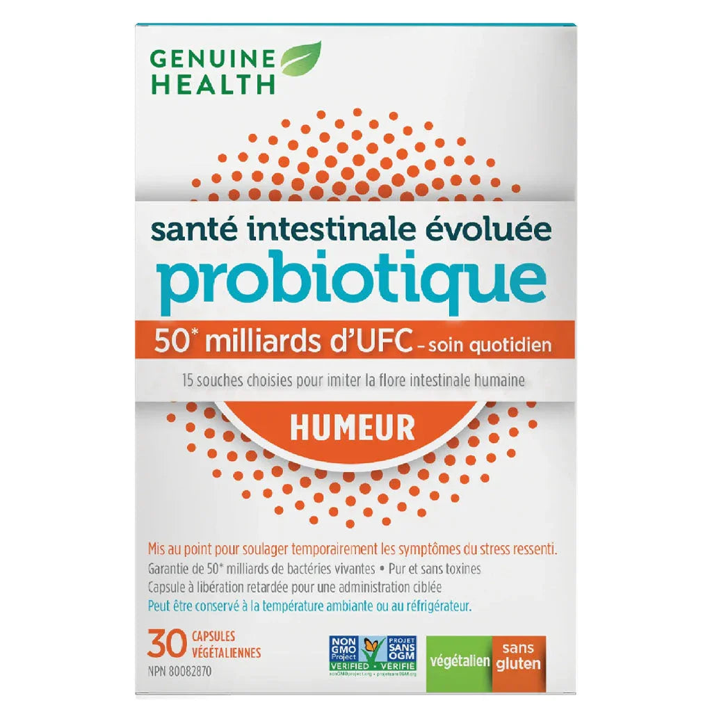 Genuine health probiotique humeur 50 milliards d'UFC 30 capsules végtaliennes - La Boite à Grains