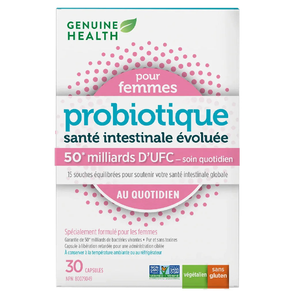 Genuine Health Probiotic Advanced Gut Health for Women 50 Billion CFU 30 Vegan Capsules - La Boite à Grains