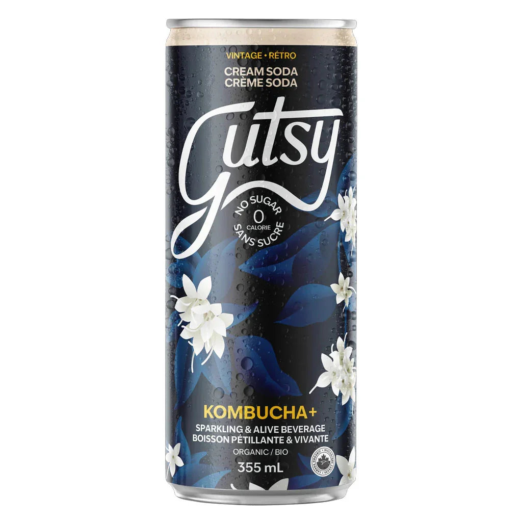 gutsy kombucha crème soda bio 355 ml - la boite à grains