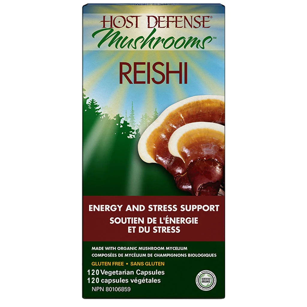 host defense mushrooms reishi soutien de l'énergie et du stress 120 capsules végétales - la boite à grains