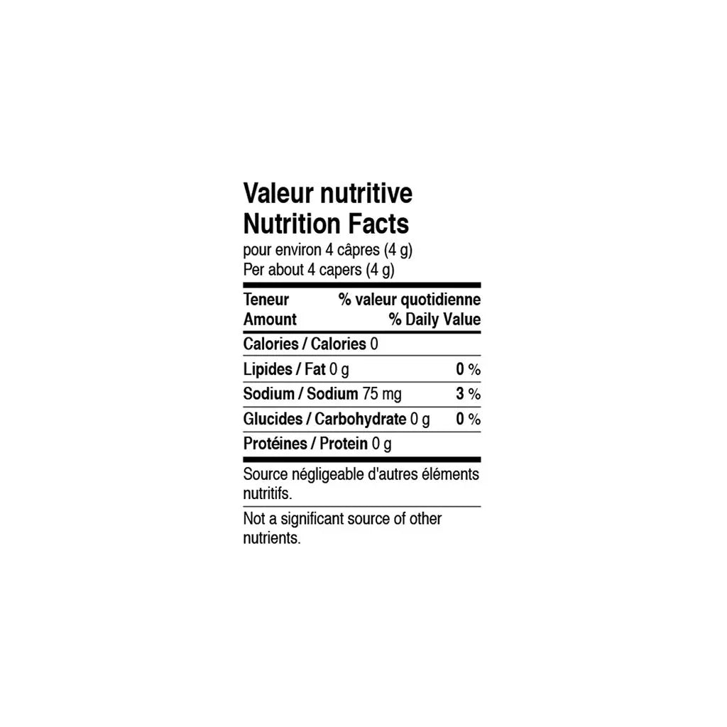 m'lord nonpareil capers 100 ml nutritional value