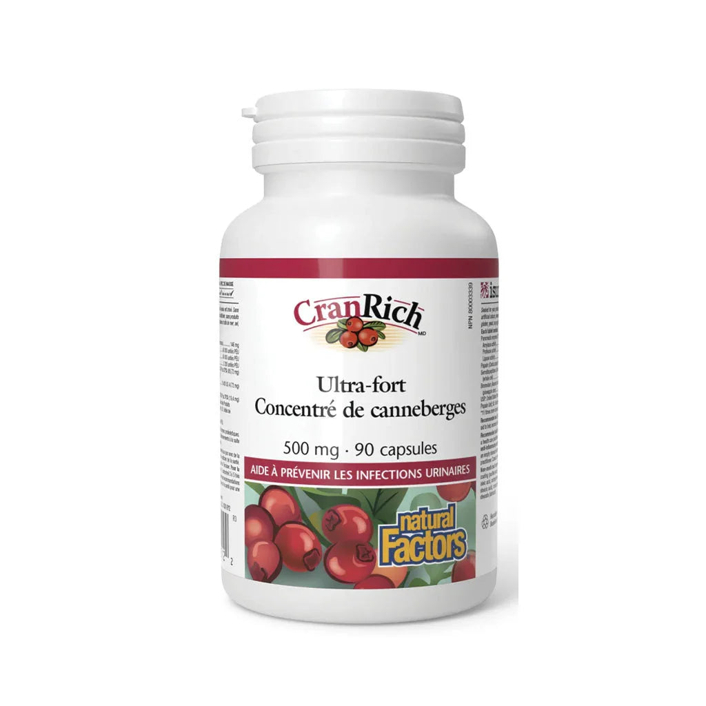 natural factors cranrich ultra strong cranberry concentrate 90 capsules - La Boite à Grains