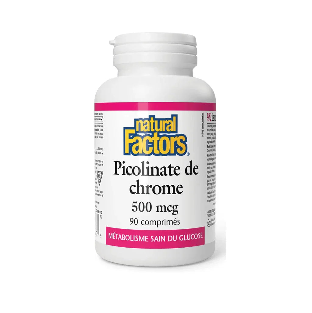 natural factors picolinate de chrome 500 mcg 90 comprimés la boite a grains