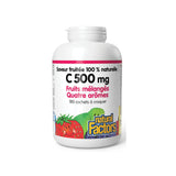 natural factors Vitamin C 500 mg Mixed Fruits Four Flavors 180 chewable tablets in the grain box