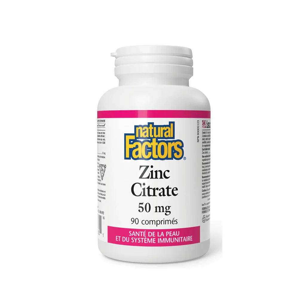 natural factors zinc citrate 50 mg 90 comprimes la boite a grains
