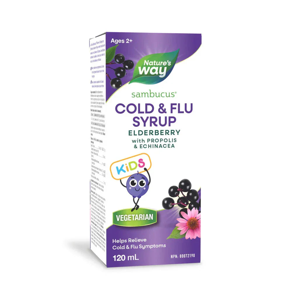 nature's way sambucus sirop sureau avec échinacée rhume et grippe formule enfants - La Boite à Grains