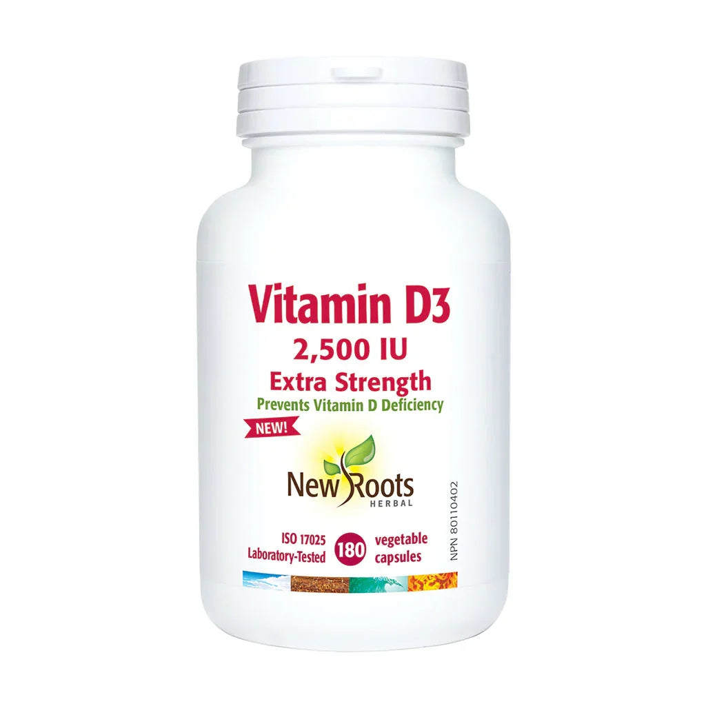 Vitamin D3 2500 IU extra strength New Roots - La Boite à Grains