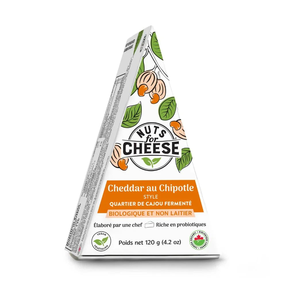 quartier de cajou fermenté Cheddar au chipotle Nuts for Cheese - La Boite à Grains