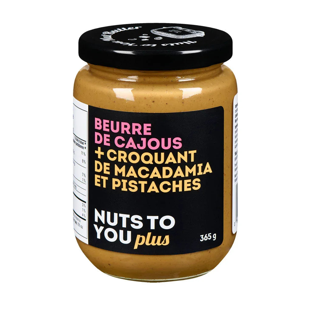 crunchy cashew butter with macadamia and pistachios Nuts to You - La Boite à Grains