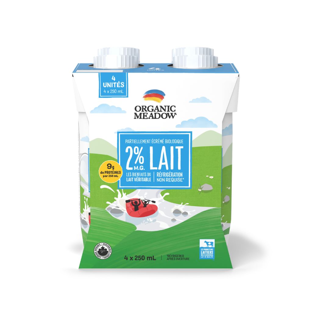 lait partiellement écrémé 2% biologique Organic Meadow - La Boite à Grains