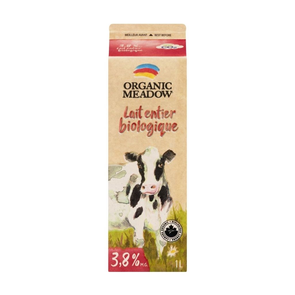 lait entier biologique 3.8% Organic Meadow - La Boite à Grains