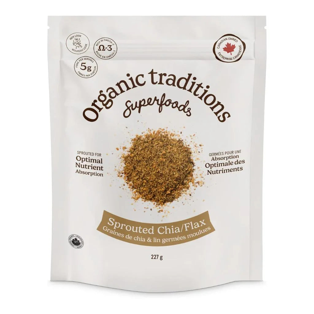 graines de chia et lin germées moulues biologiques Organic Traditions - La Boite à Grains