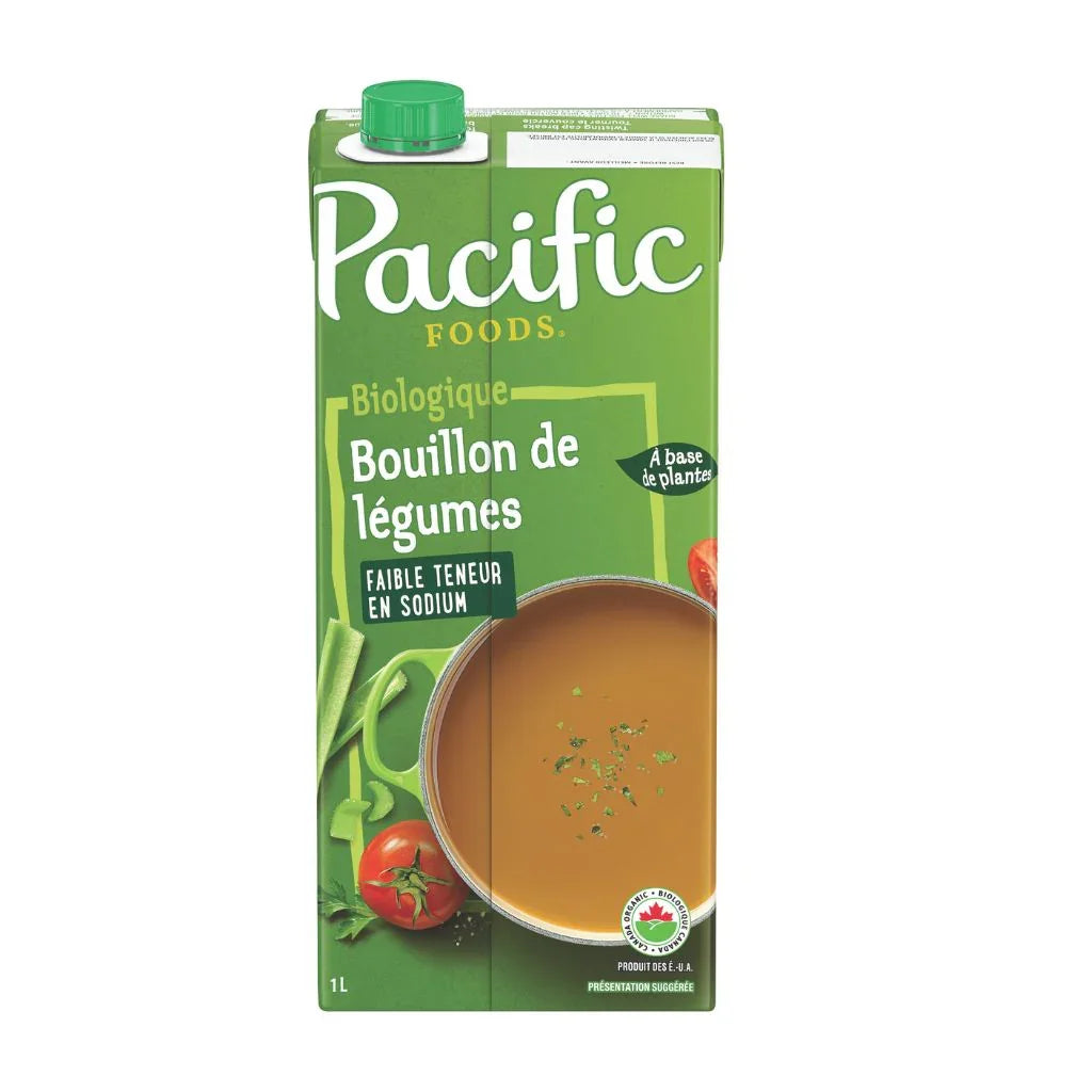 bouillon de légumes biologique faible teneur en sodium Pacific Foods - La Boite à Grains
