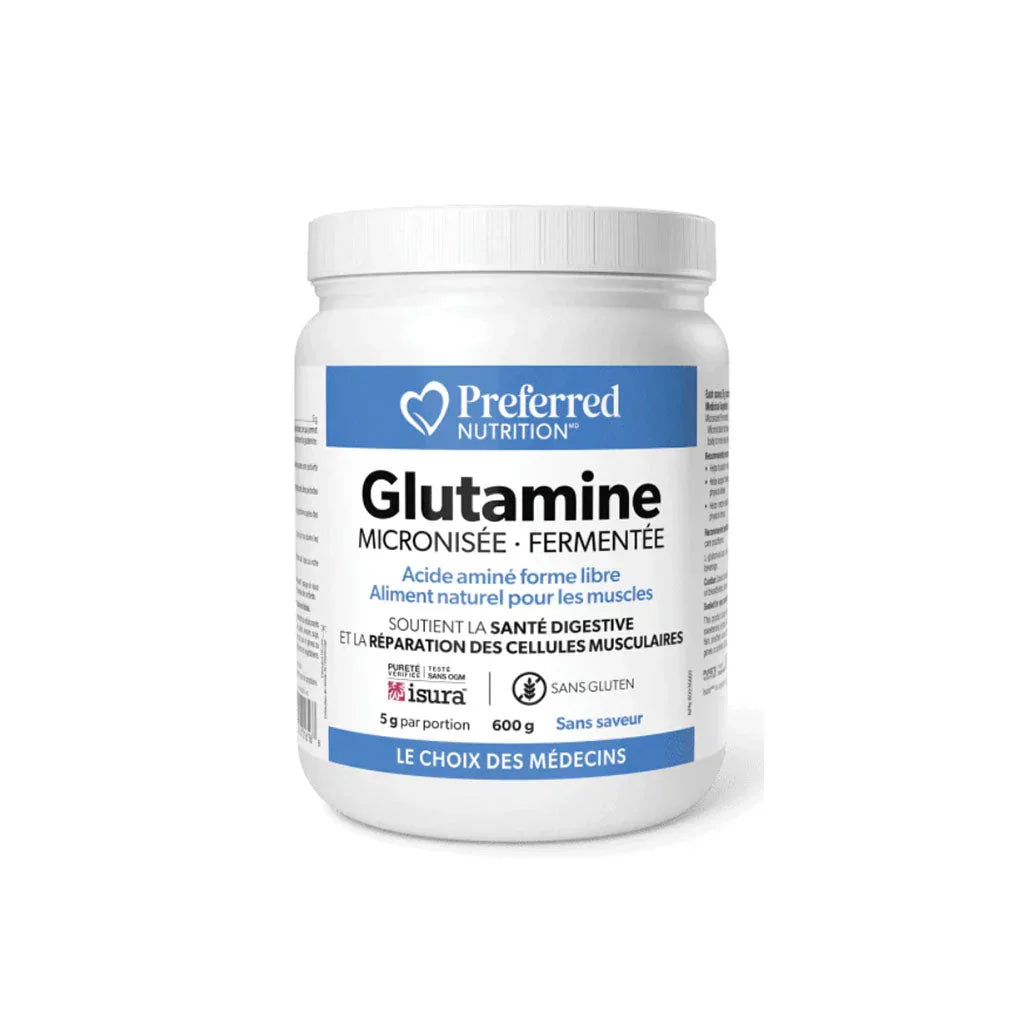 preferred nutrition micronized and fermented glutamine unflavored 600 g - La Boite à Grains