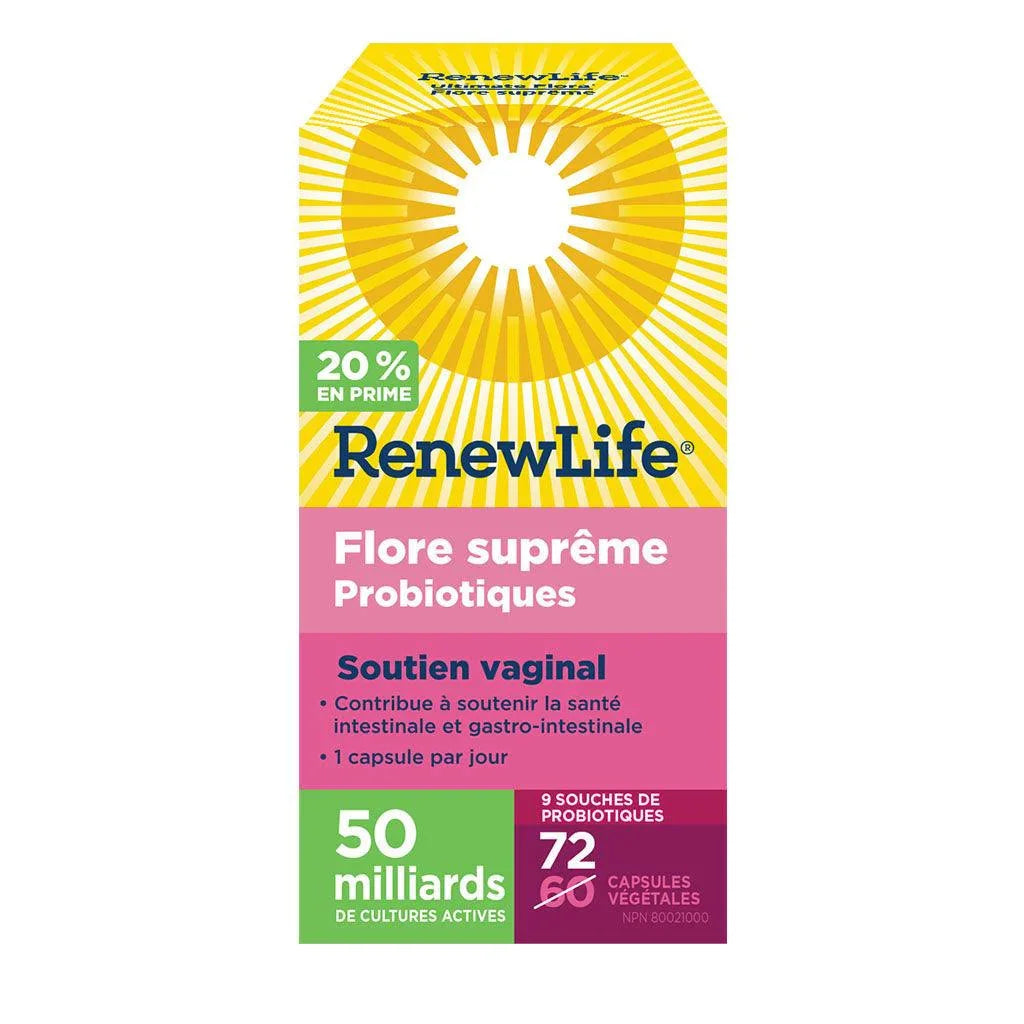 Probiotique Flore Suprême Soutien Vaginal 50 Milliards Renew Life - La Boite à Grains