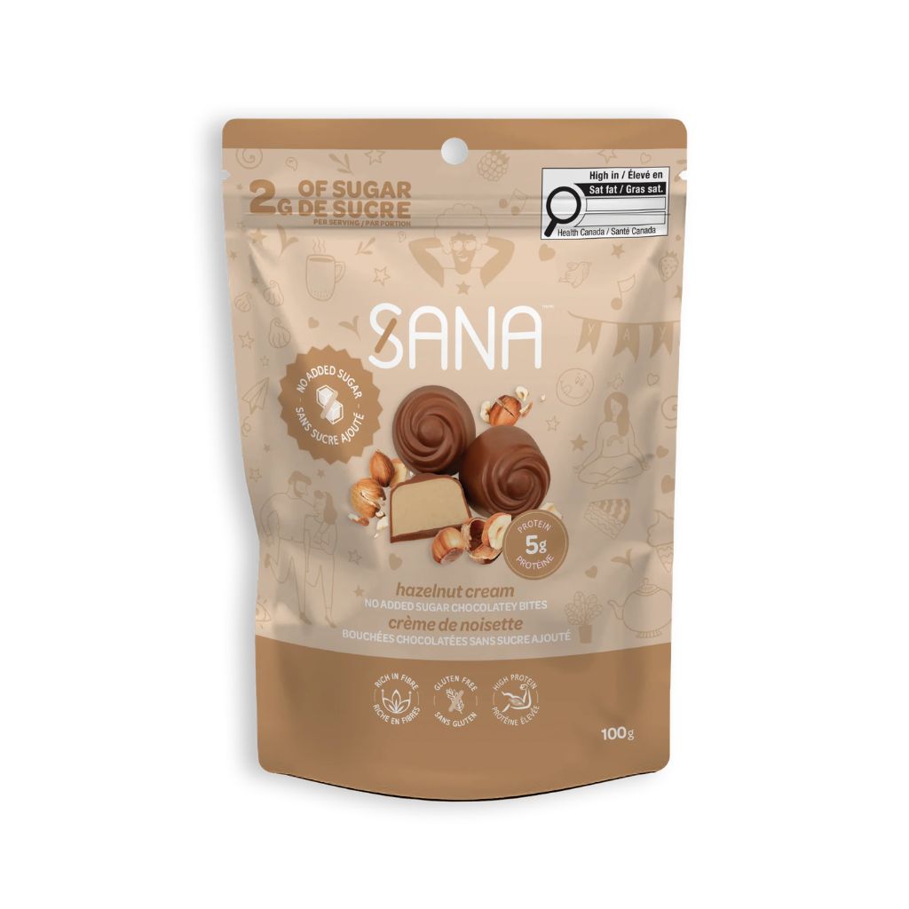 bouchées chocolatées crème de noisette Sana - La Boite à Grains