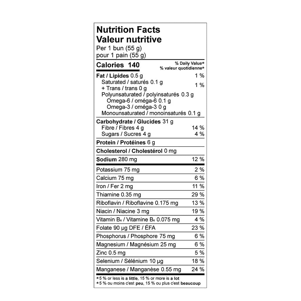 silver hills sprouted power organic hot dog buns 330 g nutritional value - La Boite à Grains