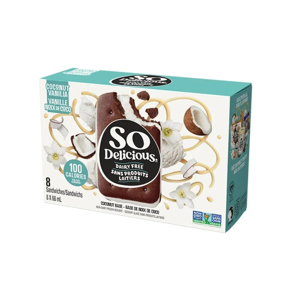 Sandwichs dessert glacé sans produits laitiers vanille noix de coco So Delicious - La Boite à Grains