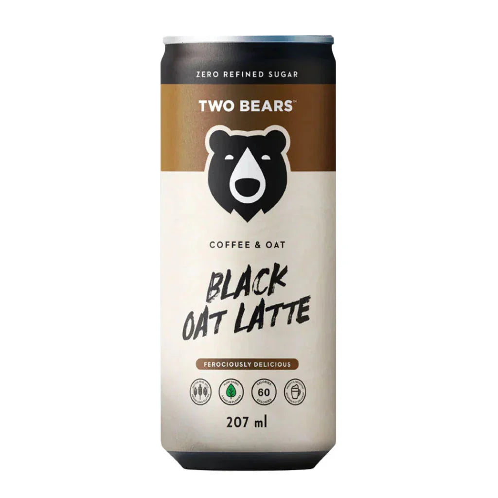 two bears latte mousseux avoine café noir 207 ml - la boite a grains