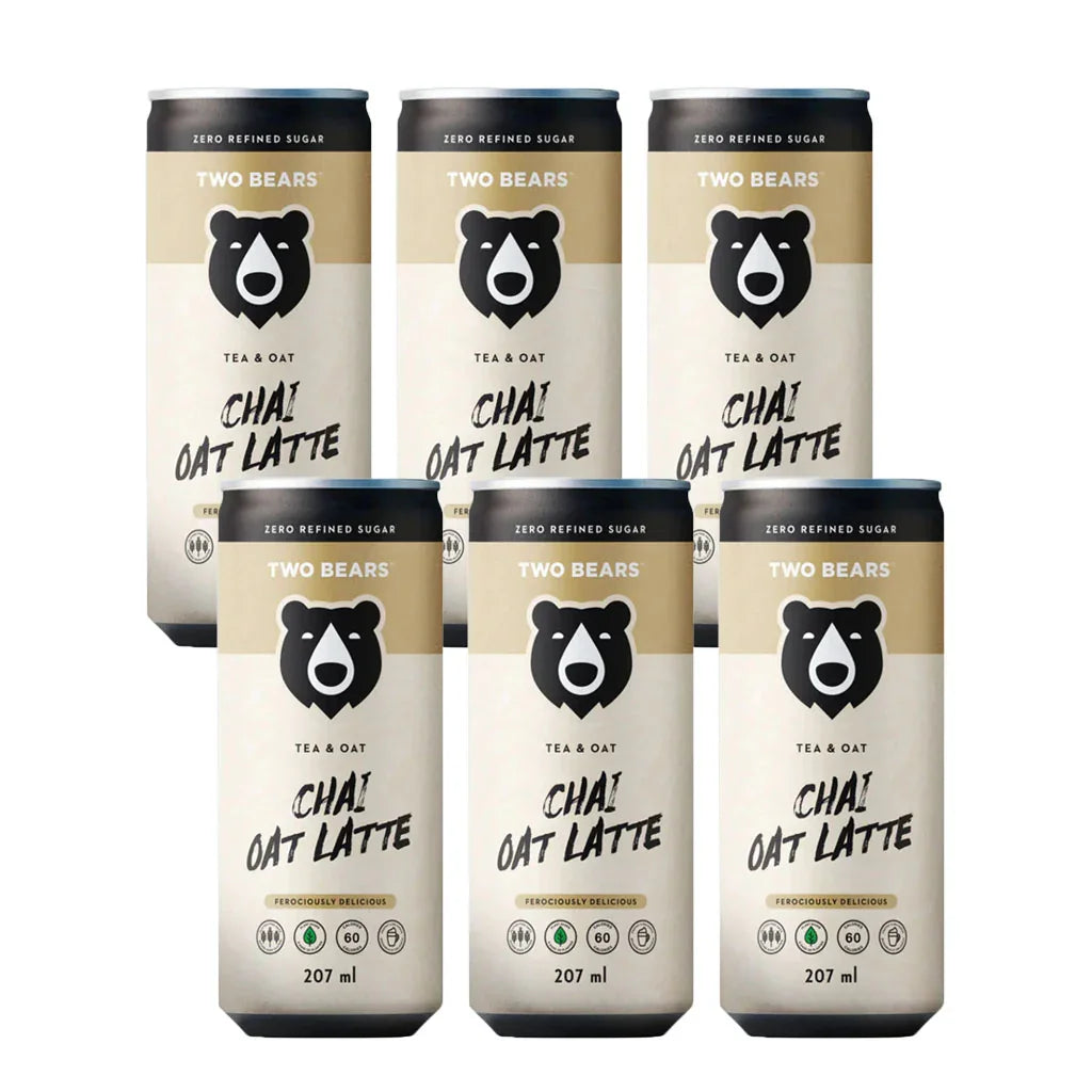 two bears latte sparkling chai tea with oats 6x207 ml - the grain box