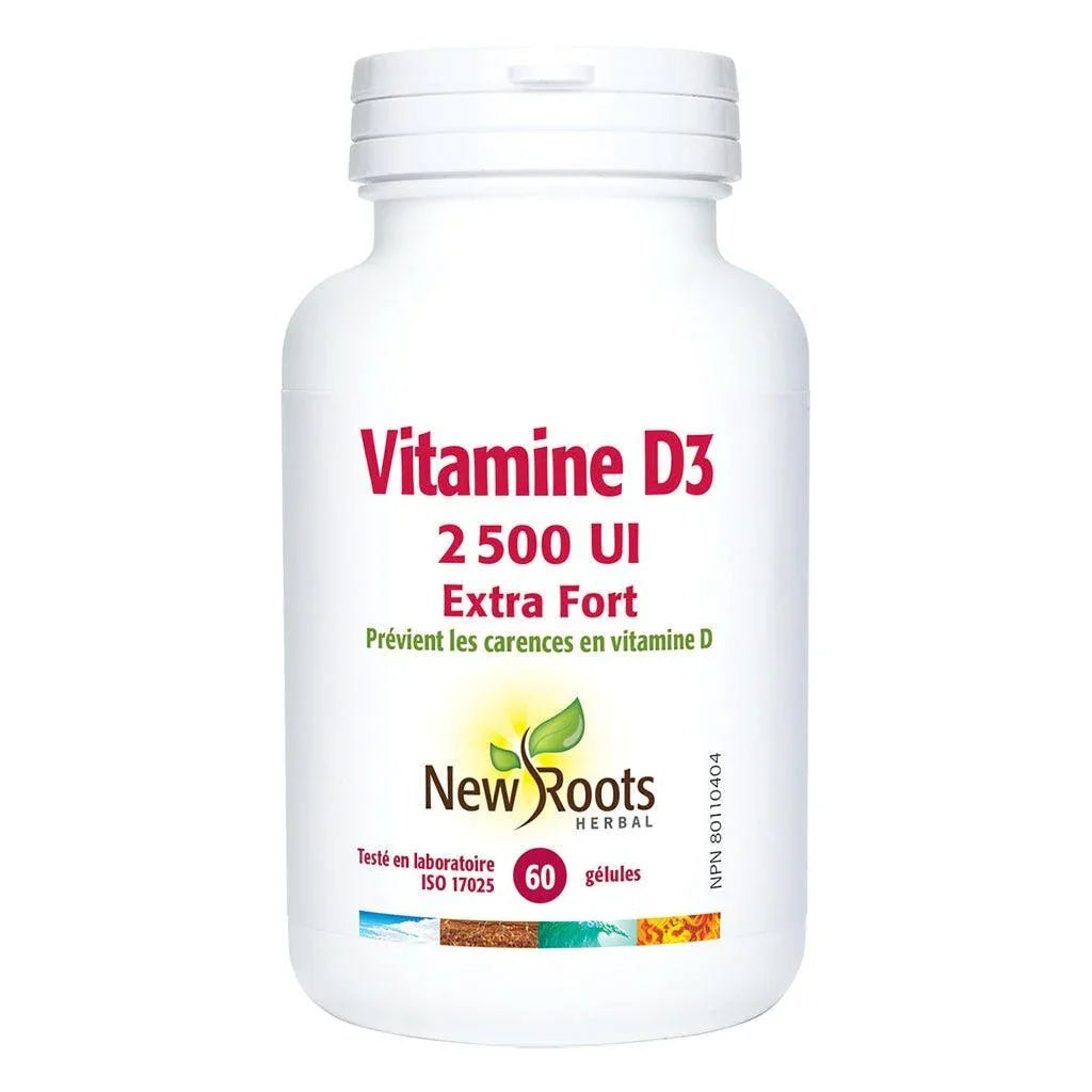Vitamin D3 2500 IU Extra Strength (Capsules) New Roots Herbal - La Boite à Grains