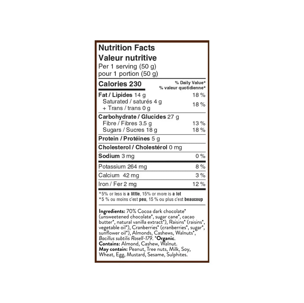 mélange de noix choco noir probiotique Yumi - La Boite à Grains