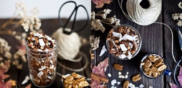 Granola de Sarrasin aux Pacanes, Chocolat et Noix de Coco