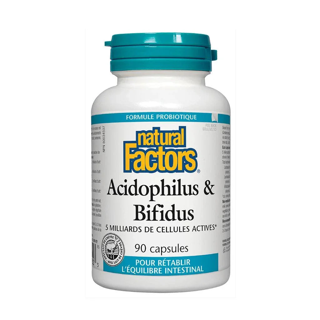 Acidophilus & Bifidus 5 Milliards Natural Factors - La Boite à Grains