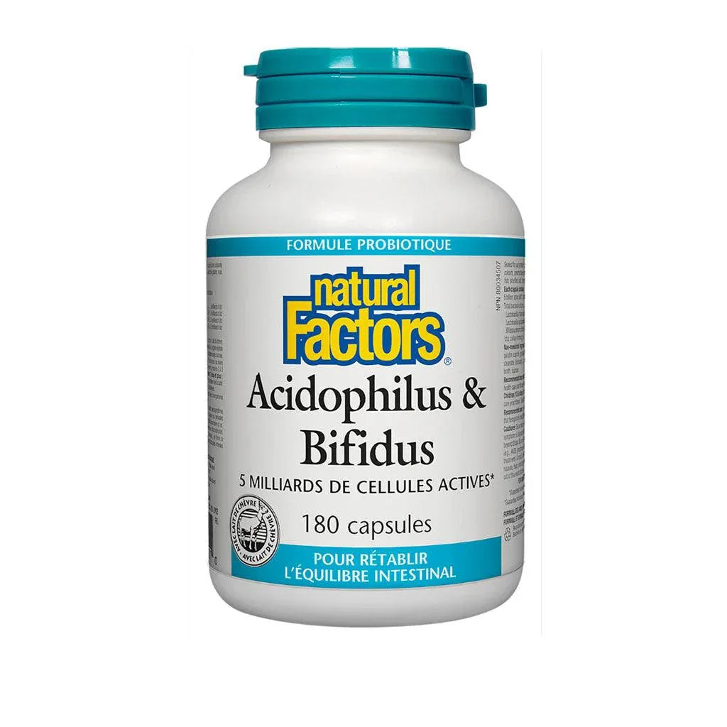 Acidophilus & Bifidus 5 Milliards Natural Factors - La Boite à Grains