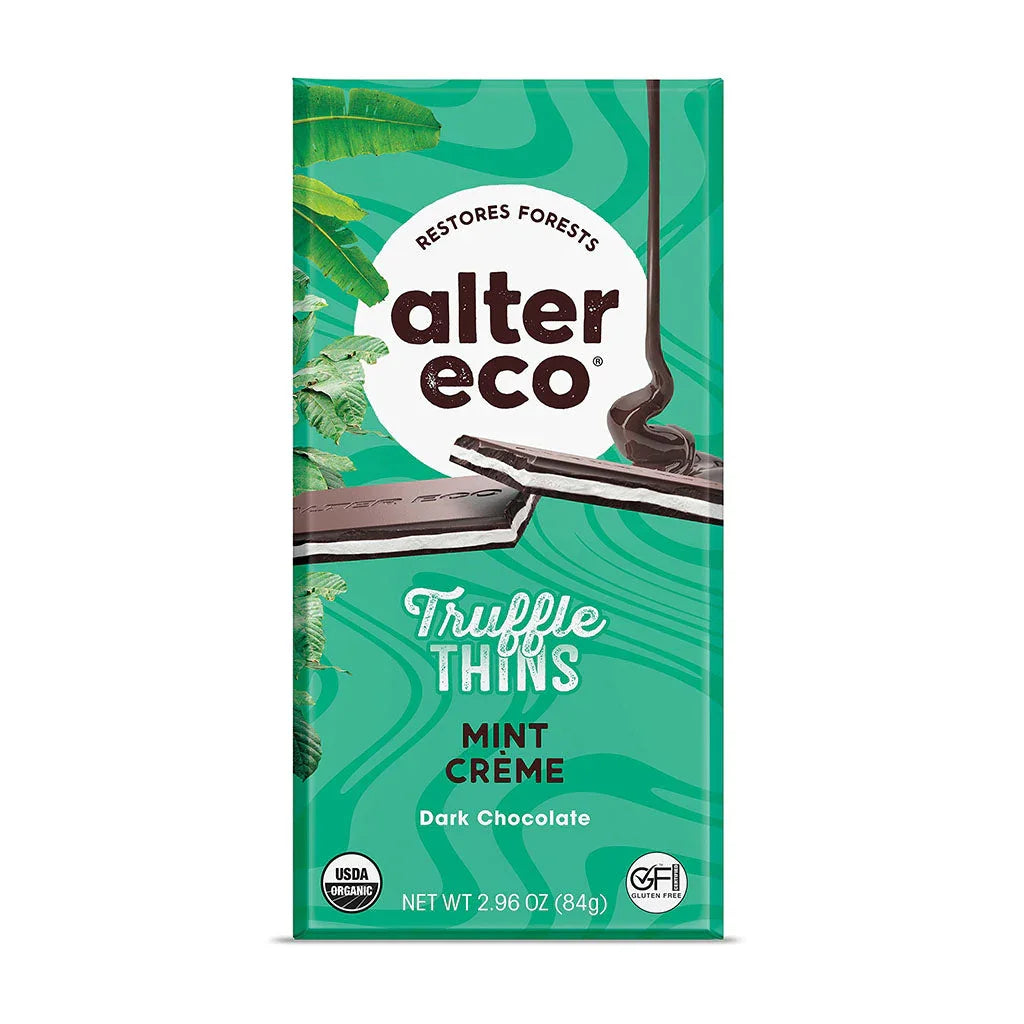 alter eco truffle thins chocolat noir crème à la menthe - La Boite à Grains