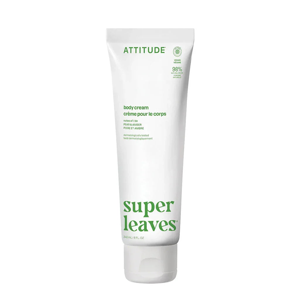 crème pour le corps Super Leaves poire et ambre Attitude - La Boite à Grains