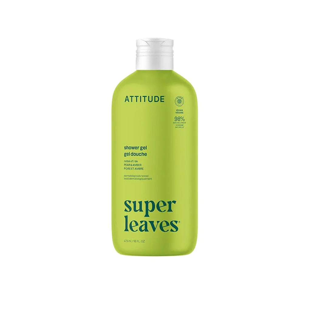 gel douche Super Leaves poire et ambre Attitude - La Boite à Grains