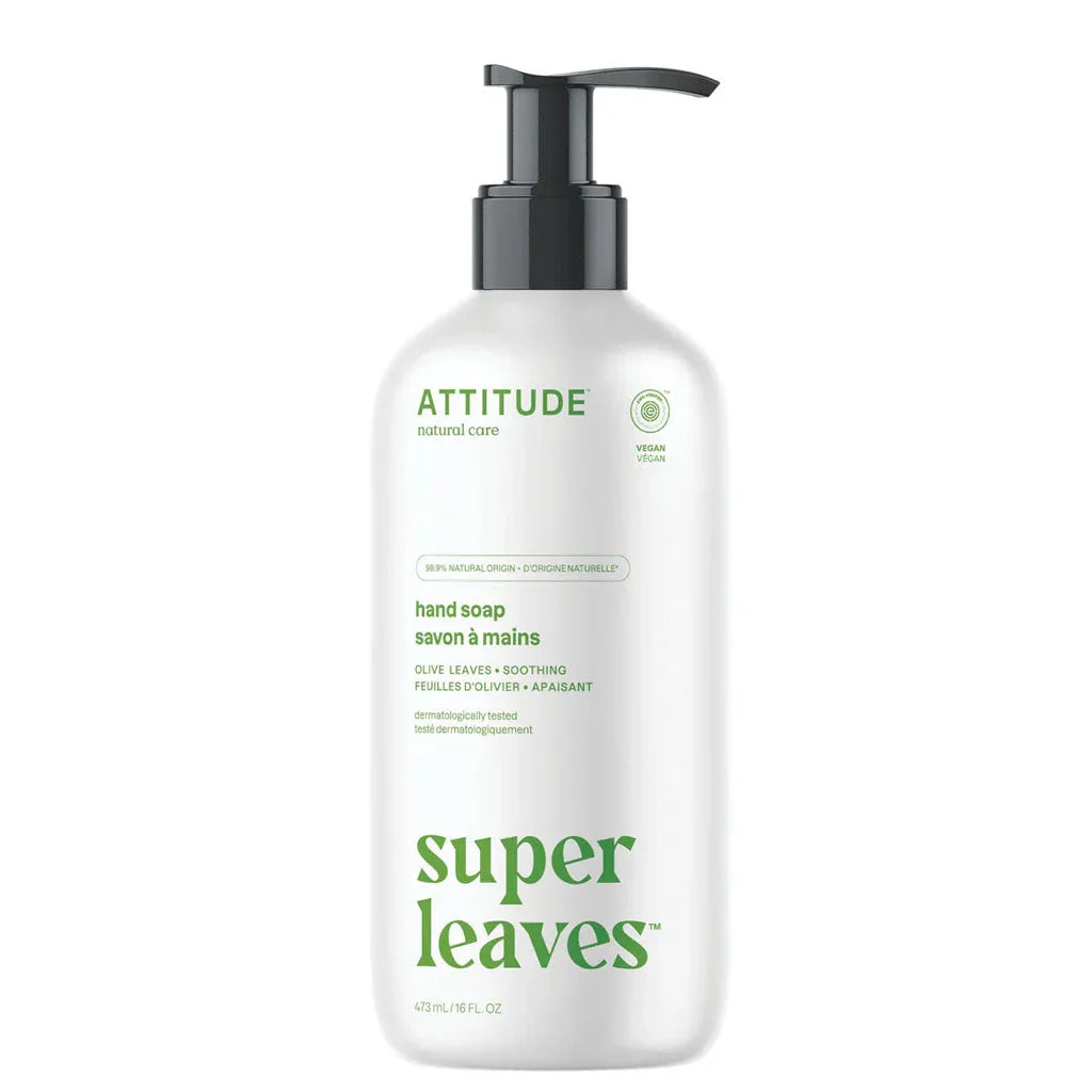 Attitude savons à mains super leaves apaisant feuilles d'olivier 473 ml - La Boite à Grains