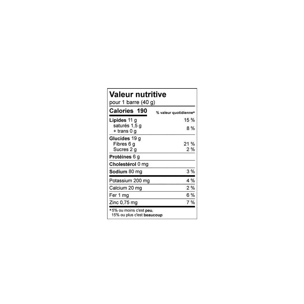 Barre Collation Chocolat et Arachides Bio Taste of Nature - La Boite à Grains