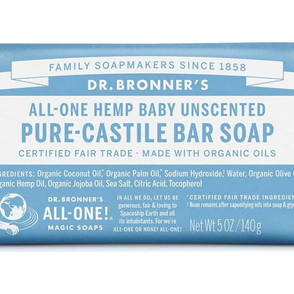 Barre de Savon de Castille Pur - Sans Parfum Bébé Dr. Bronner's - La Boite à Grains