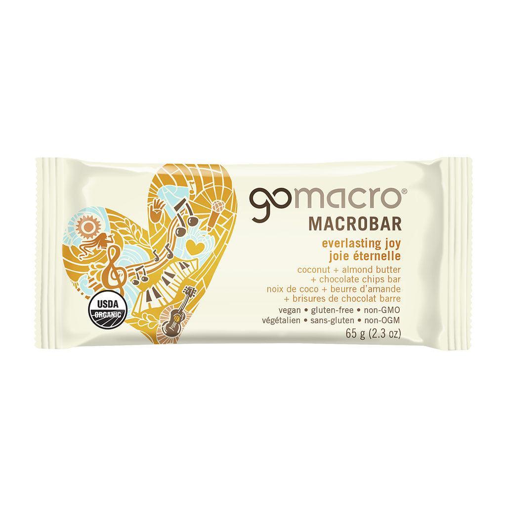 Barre Joie Éternelle Noix de Coco Beurre d'Amande Brisures de Chocolat GoMacro - La Boite à Grains