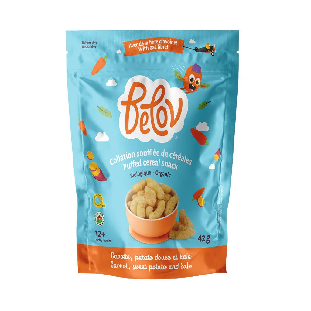 organic cereal puffed snack carrot sweet potato organic kale Belov - La Boite à Grains