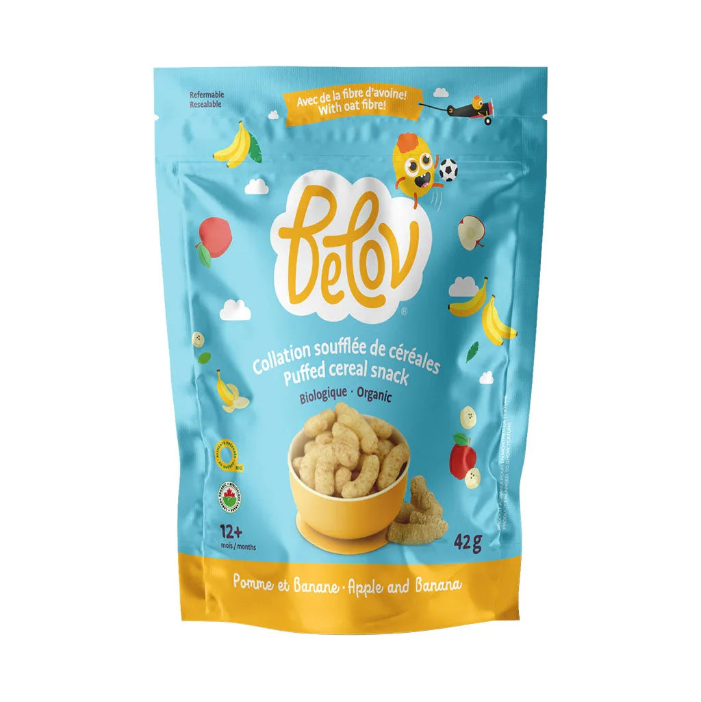 collation soufflée de céréales pomme banane Belov - La Boite à Grains
