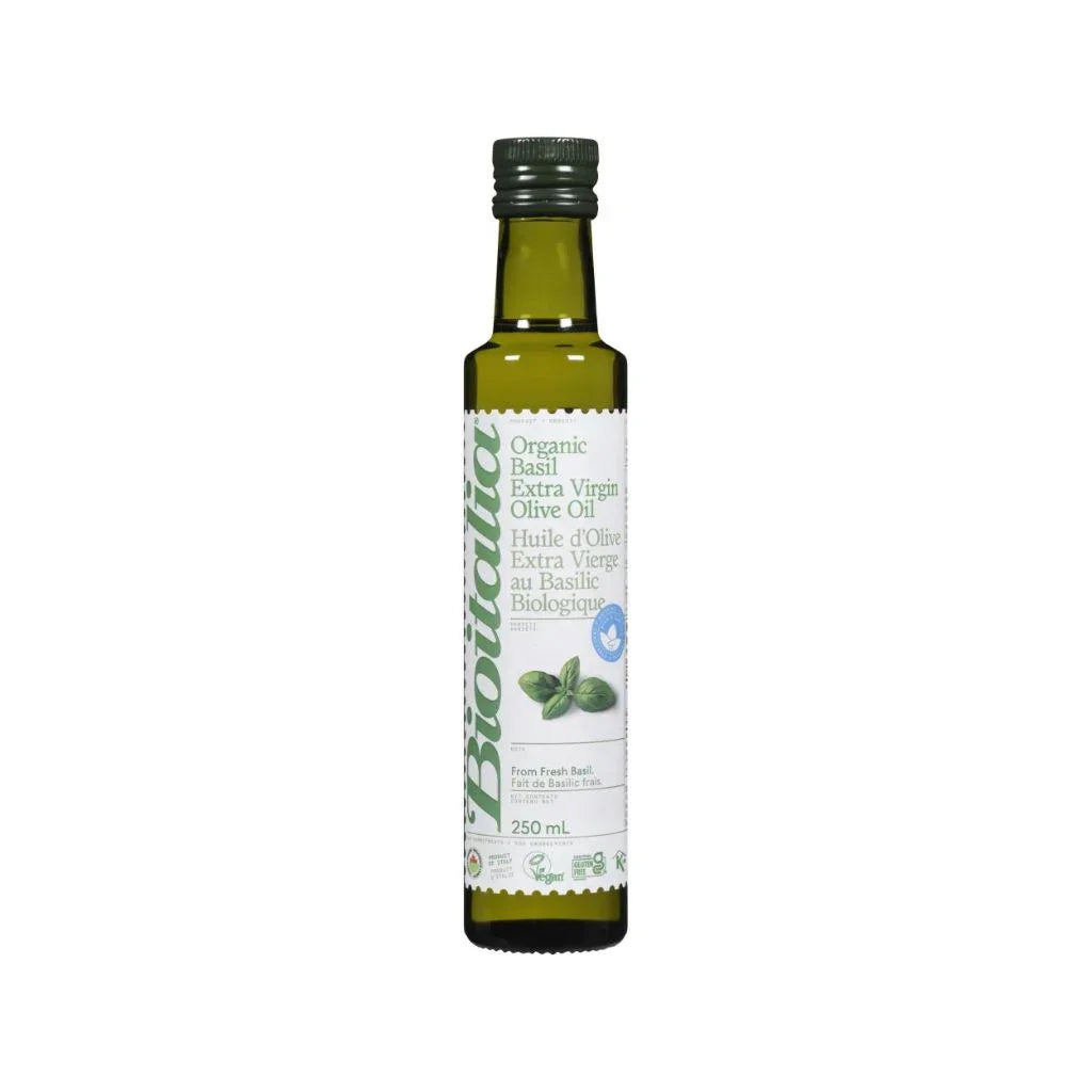 huile d'olive extra vierge au basilic Bioitalia - La Boite à Grains