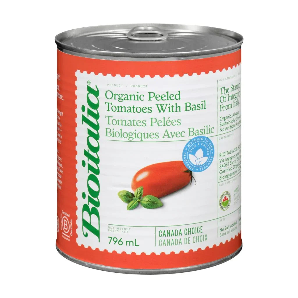organic peeled tomatoes with basil Bioitalia - La Boite à Grains