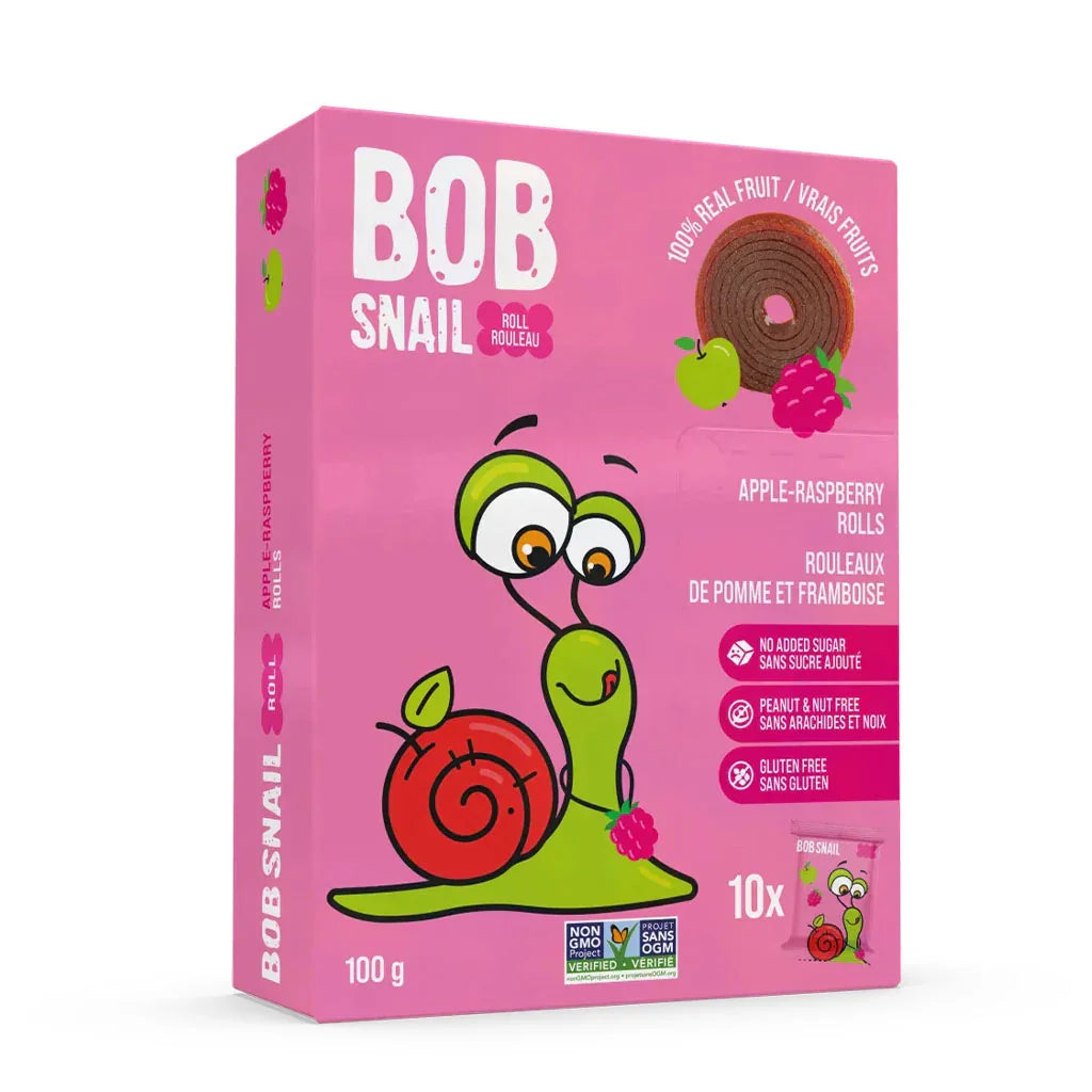 bob snail rouleaux de pomme et framboise 100 g 10x10 g - La Boite à Grains