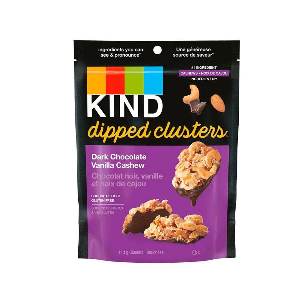 Dipped Clusters Dark Chocolate Vanilla and Cashew Bites Kind - La Boite à Grains