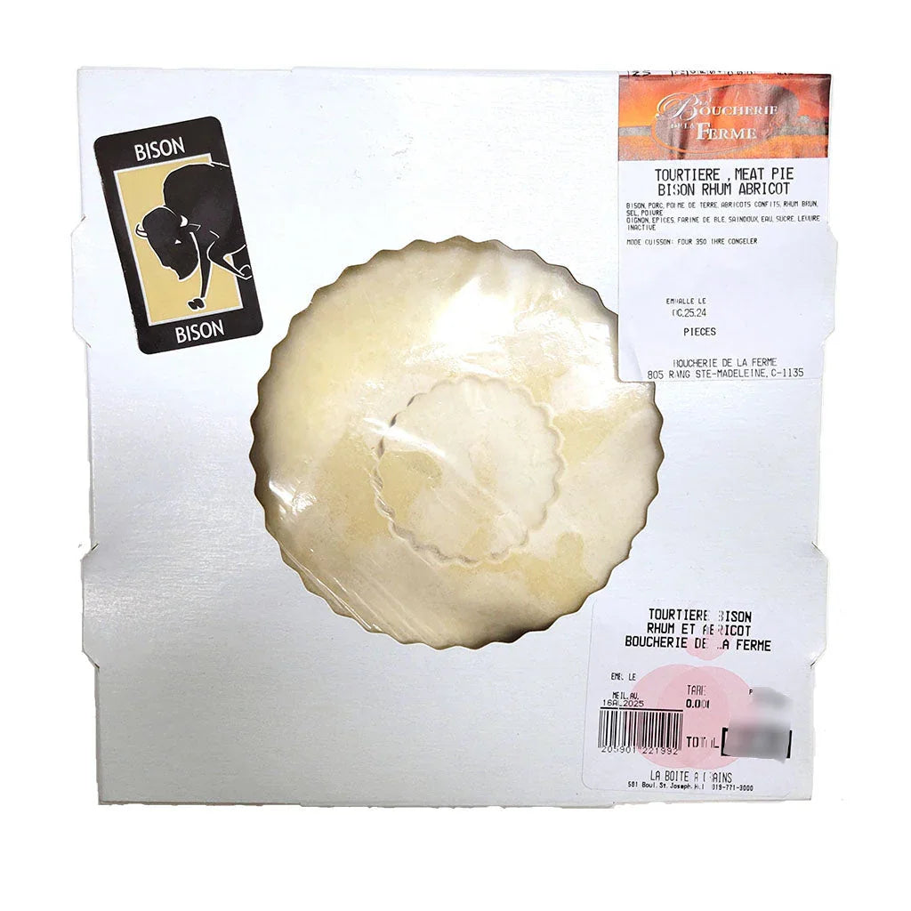 buffalo rum apricot tourtière Boucherie de la Ferme - La Boite à Grains