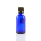 Bouteille Bleu Cobalt avec Bouchon Noir pour Huiles Essentielles La Boite à Grains - La Boite à Grains