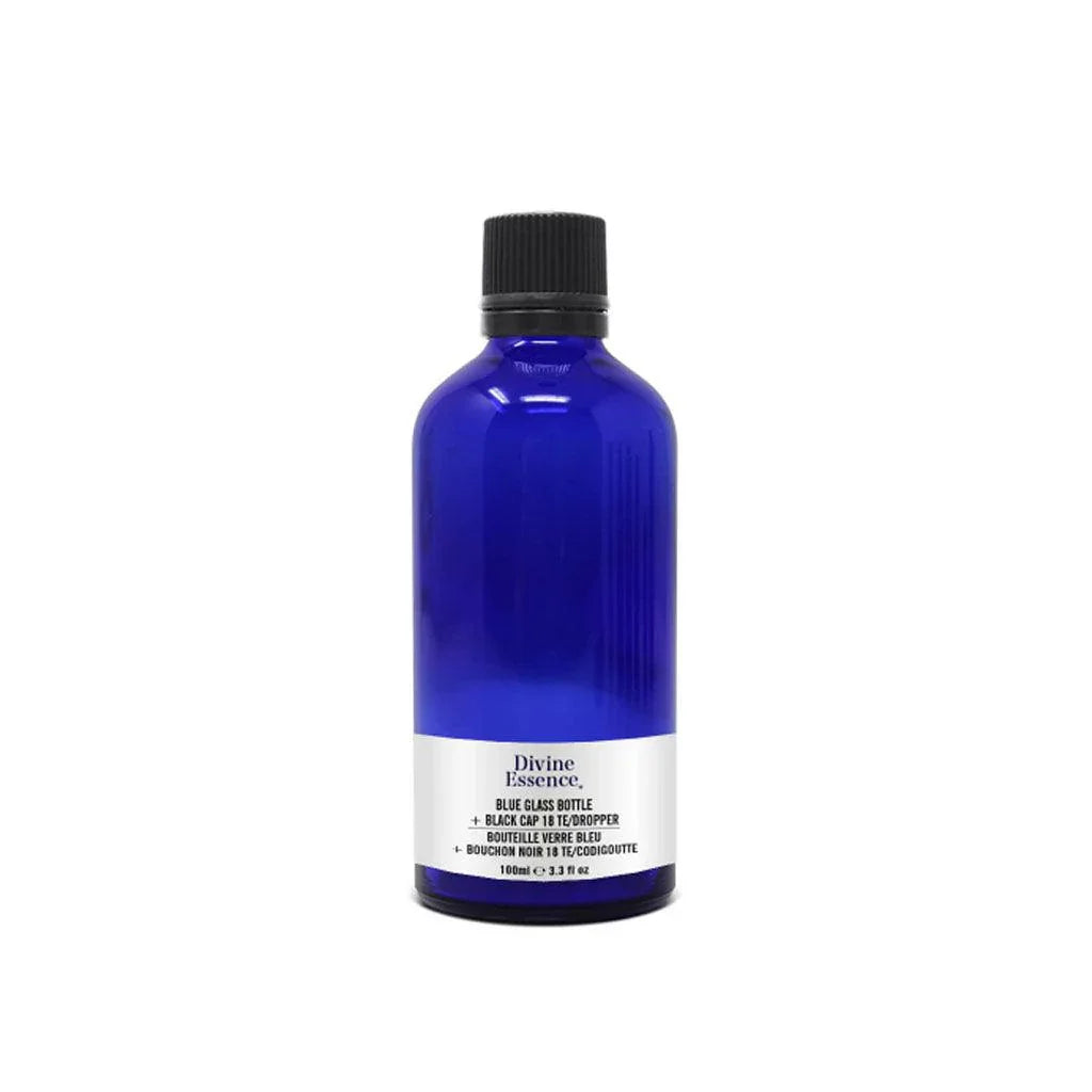 Empty Blue Glass Bottle for Divine Essence Essential Oils - La Boite à Grains